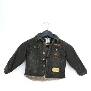 Timberland Todder Olive Green Corduroy Sherpa Lined Super Warm Moto Aviator Jack
